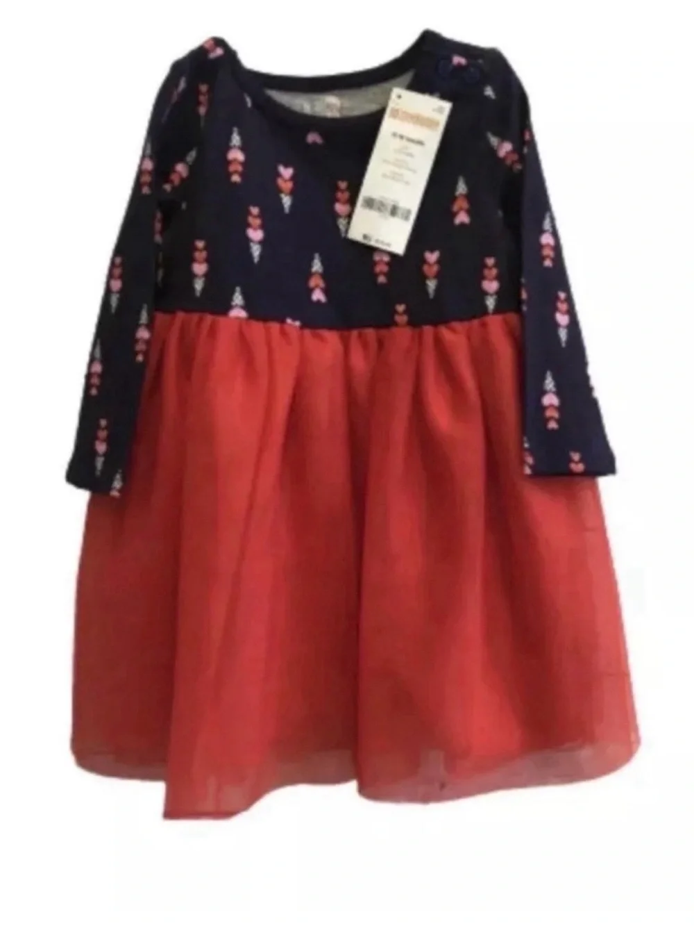 Gymboree Toddler Girl Valentines Day Dress Size 12-18 Month Red Tulle Hearts NWT